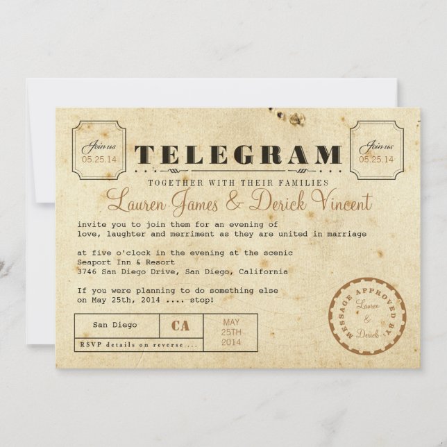 Vintage Telegram Invitation Card (Front)