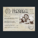 Vintage Telegram Old Aged Save the Date Photo Announcement Postcard<br><div class="desc">Old Telegram style save the date photo postcards</div>