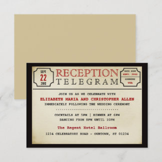Vintage Telegram Style Wedding Reception Enclosure Card