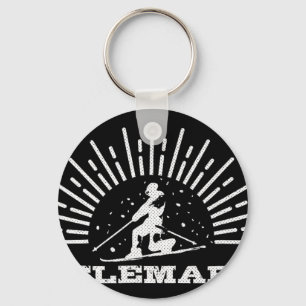 Vintage Telemark Norway Skier Ski Retro Skiing Tel Key Ring