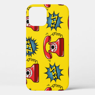 Vintage telephone: abstract seamless pattern. iPhone 12 case