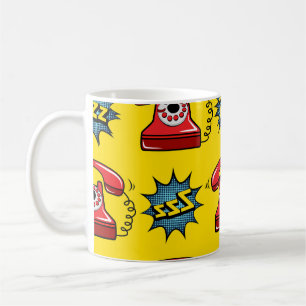 Vintage telephone: abstract seamless pattern. coffee mug