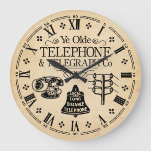 Vintage Telephone and Telegraph Large Clock