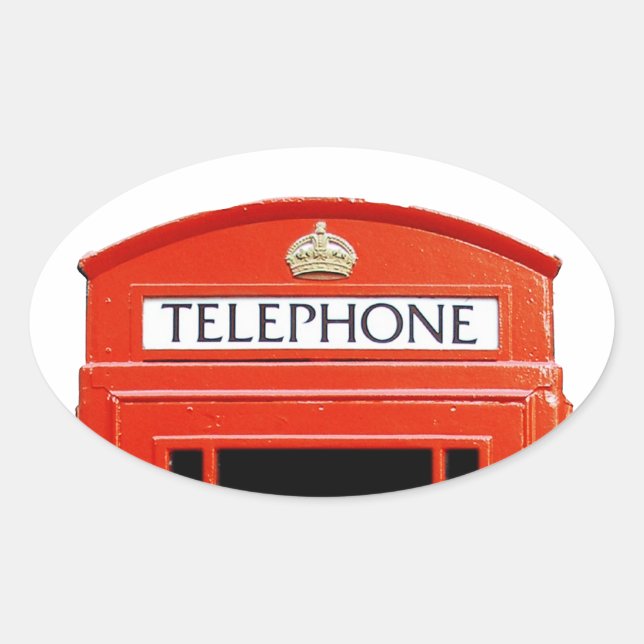Vintage Telephone Booth Oval Sticker (Front)