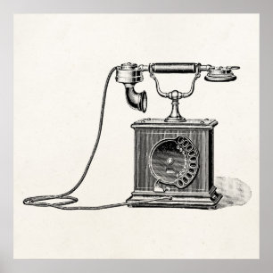 Vintage Telephones Illustration Phone Retro Phones Poster