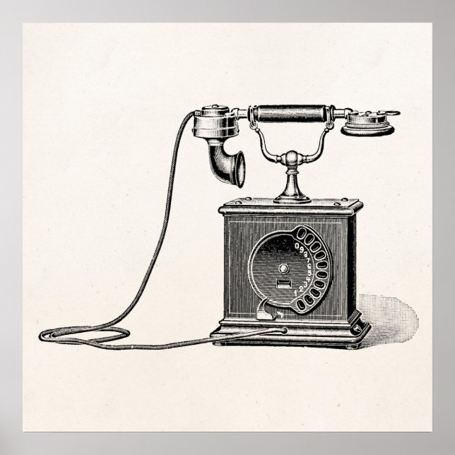 Vintage Telephones Illustration Phone Retro Phones Poster (Front)