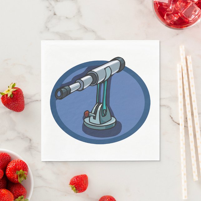 Vintage Telescope Astronomy Enthusiast Stargazing  Napkin (Creator Uploaded)