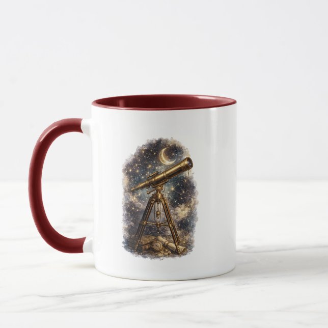 Vintage Telescope Stargazing Two-Sided Mug (Left)
