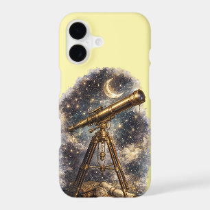 Vintage Telescope Stargazing Yellow Phone Case