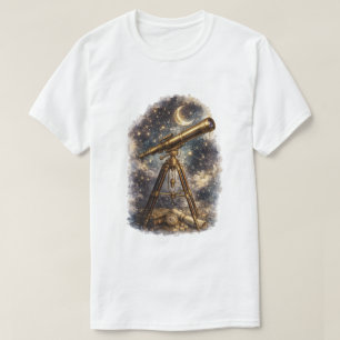Vintage Telescope Starry Night Sky Astronomy T-Shirt