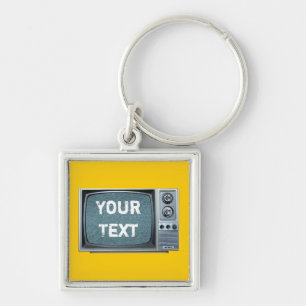 Vintage Television Set with Static Screen Key Ring