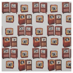vintage television sets novelty print fabric