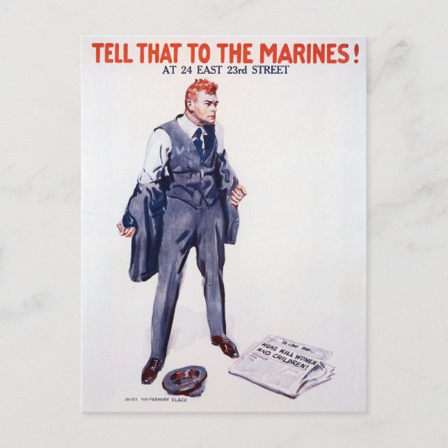 Vintage Tell that to the Marines Recruitment Postcard (Front)