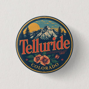 vintage Telluride colorado skiing outdoor gifts 3 Cm Round Badge