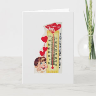 Vintage Temperature Thermometer Valentine Holiday Card