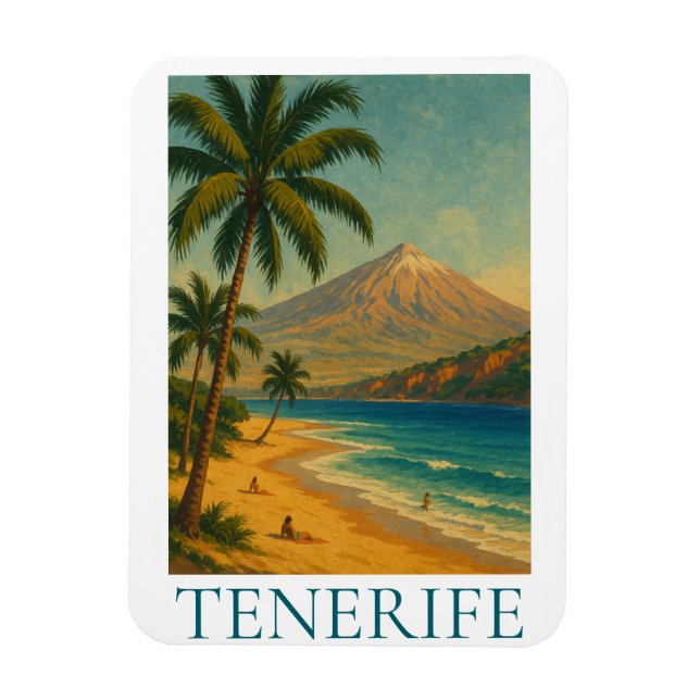 Vintage Tenerife Canary Island Beach Playa Travel Magnet (Vertical)