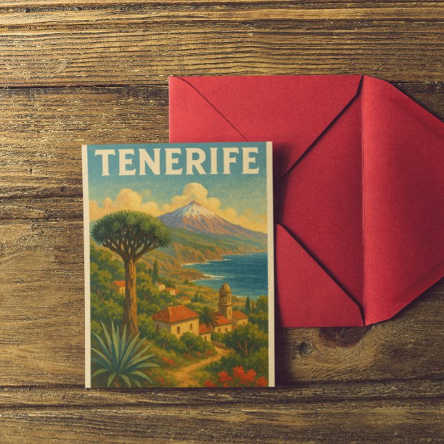Vintage Tenerife Canary Islands Landscape  Postcard (Vintage Tenerife Mount tide Canary island postcard)