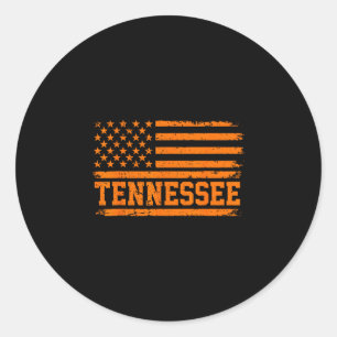 Vintage tennessee flag tn orange state pride men classic round sticker
