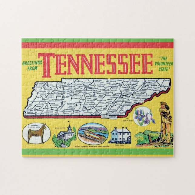 Vintage Tennessee Map Jigsaw Puzzle (Horizontal)