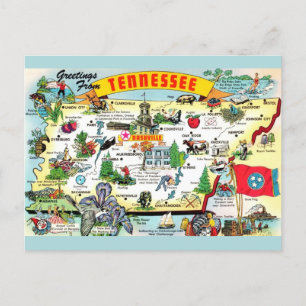 Vintage Tennessee Map Postcard 