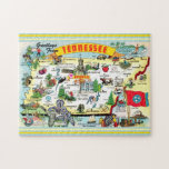 Vintage Tennessee Map Postcard Jigsaw Puzzle<br><div class="desc">It's a colourful illustrated postcard map of the State of  Tennessee - 11x14,  252 pieces.</div>