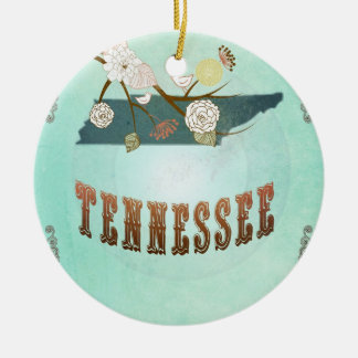 Vintage Tennessee State Map – Turquoise Blue Ceramic Tree Decoration