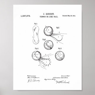 Vintage Tennis Ball Patent Poster, Original Ball Poster