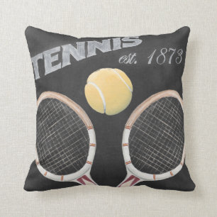 Vintage Tennis Chalkboard Design Cushion