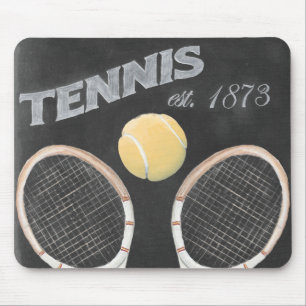 Vintage Tennis Chalkboard Design Mouse Mat