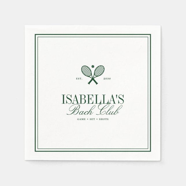 Vintage Tennis Country Club Bachelorette Napkin (Front)