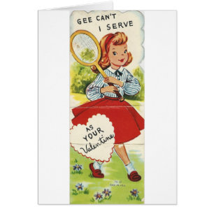 Vintage Tennis Girl Valentine