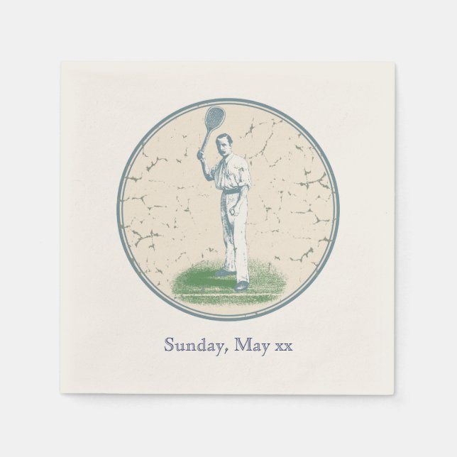 Vintage Tennis Player Napkin (Front)