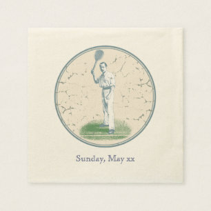 Vintage Tennis Player Napkin
