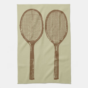 Vintage tennis rackets tea towel