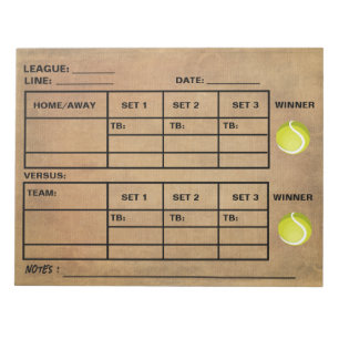 Vintage  Tennis Score Pad - Tennis Score Sheets   