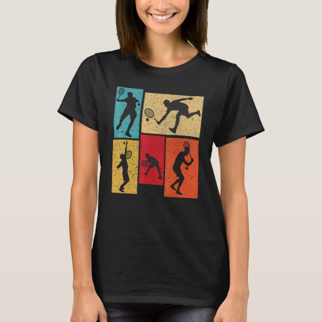Vintage Tennis Silhouette Retro Vintage Player T-Shirt (Front)
