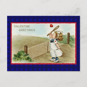 Vintage Tennis Valentine w/ Old Tennis Outfit copy Postcard