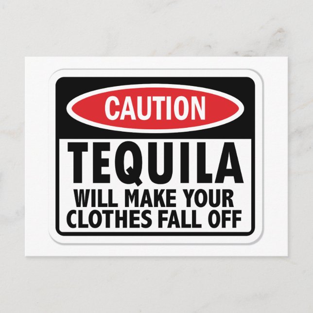Vintage Tequila caution sign Postcard (Front)