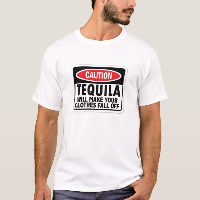 Vintage Tequila caution sign t-shirt (Front)