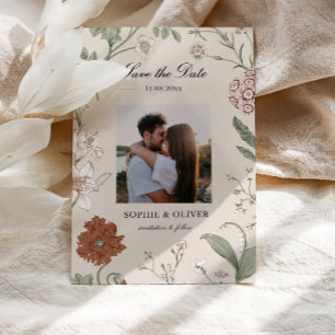 Vintage Terracotta Dusty Pink Save the Date