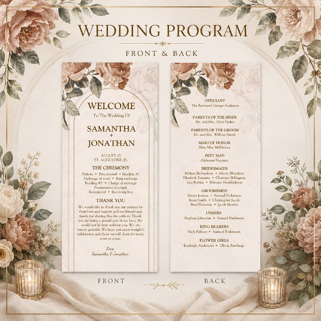 Vintage Terracotta Floral Wedding | Programme (Creator Uploaded)