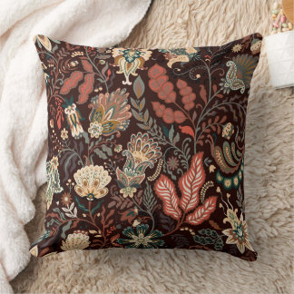 Vintage Terracotta Folk Paisley Earthy Floral Cushion