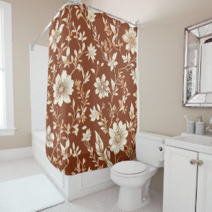 Vintage Terracotta Seamless Boho Floral Pattern  Shower Curtain