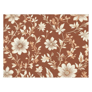 Vintage Terracotta Seamless Boho Floral Pattern  Tablecloth