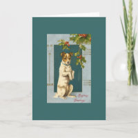 Vintage Terrier and Holly