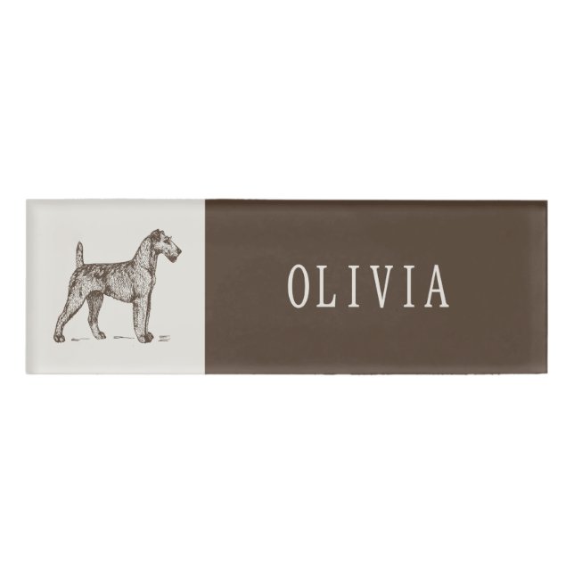  Vintage Terrier Custom Name Tag Badge Personalise (Front)