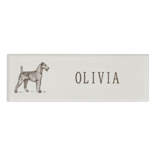Vintage Terrier Custom Name Tag Badge Personalise