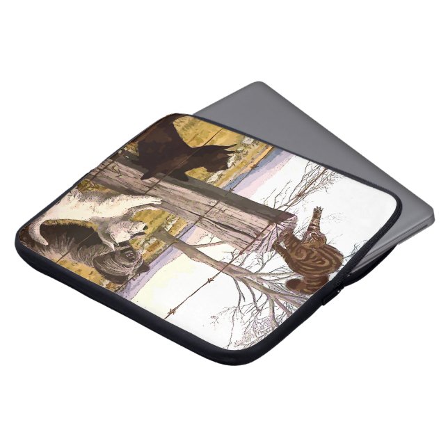 Vintage Terriers & Bobcat Laptop Computer Sleeve (Front Top)