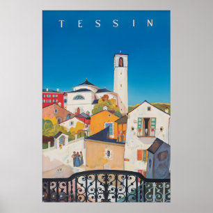 Vintage Tessin Switzerland Travel Poster Print