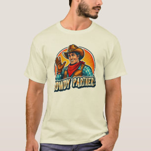 Vintage Texas Cowboy Greeting "Howdy Partner" T-Shirt